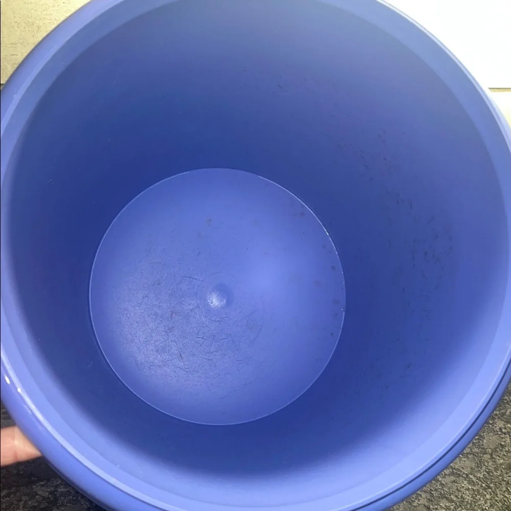 RARE Periwinkle Blue Plastic Bucket with Lid by Tupperware. Handle too!!